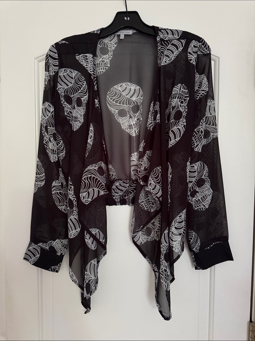 Charlotte Russe Black Sheer Skull Print Cardigan